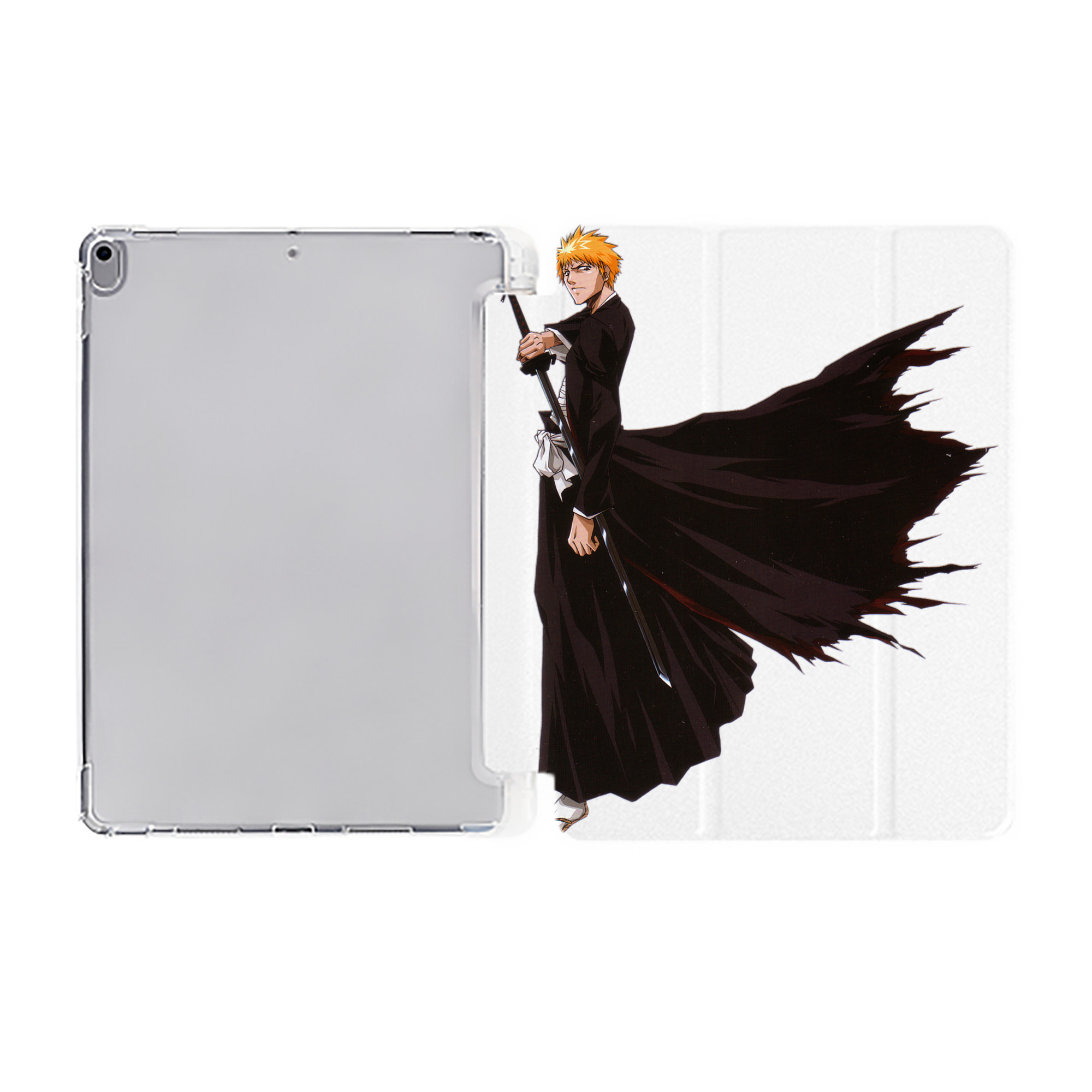 （画像用） ブリーチ 黒崎一護（くろさき いちご）BLEACH Kurosaki Ichigo IPad ケース ペン収納付き 三つ折りスタンド PUレザー×シリコン 対応機種9.5/10.5/10.9インチ